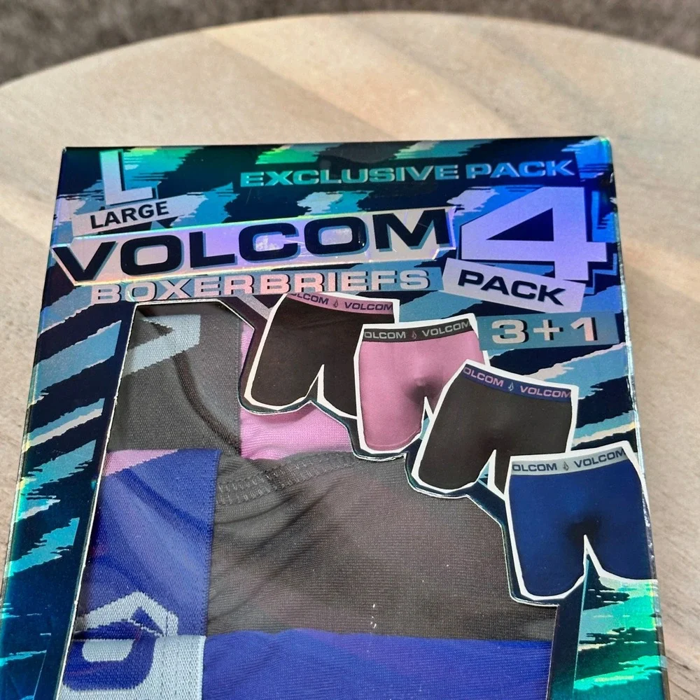 Volcom Mens Large 36-38 Assorted Performance Stretch Boxer Briefs 4 in Package